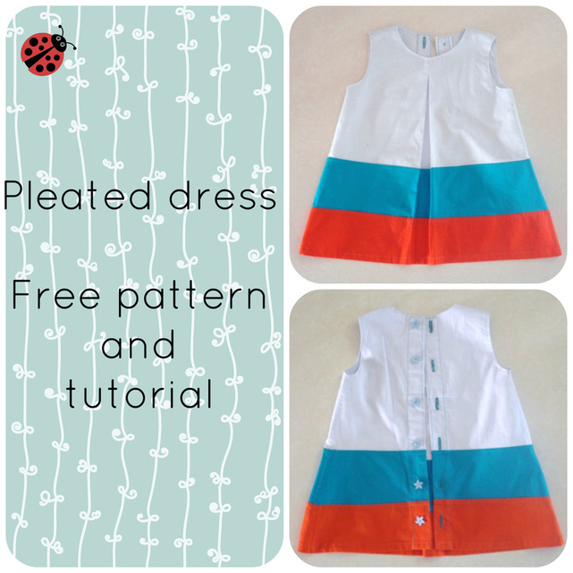 free dress pattern for girls, free sewing pattern, free printable sewing pattern, free tutorial, free dress tutorial, free pleated dress pattern